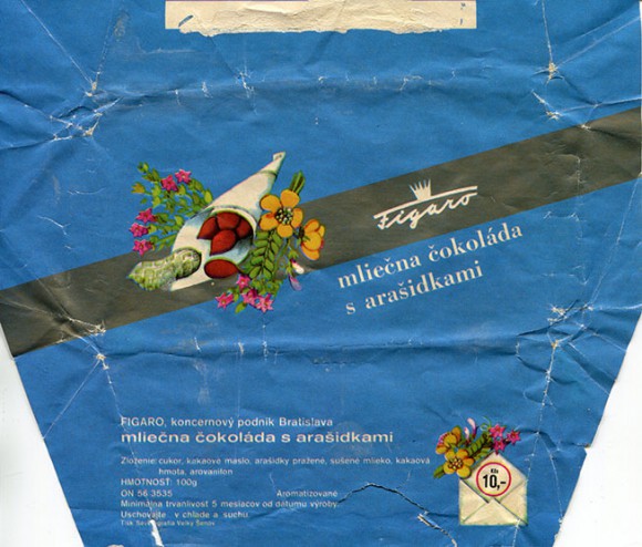 Milk chocolate with hazelnuts, 100g, about 1980, Figaro, Bratislava, Slovakia