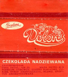 Dolores, filled chocolate, 25g, about 1980, Goplana, Poznan, Poland