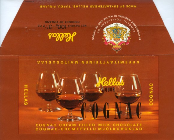 Cognac cream filled milk chocolate, 100g, Hellas, Turku, Finland