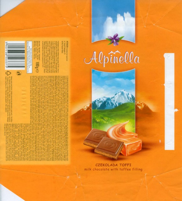 Alpinella, milk chocolate with toffee filling, 100g, 04.2006, Interagra, Poznan, Poland