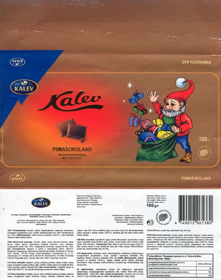 Kalev, milk chocolate, 100g, 01.11.2006, Kalev, Lehmja, Estonia
