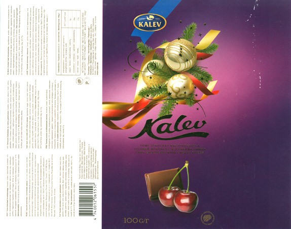 Kalev, dark chocolate with cherry pieces, 100g, 01.11.2006, Kalev, Lehmja, Estonia