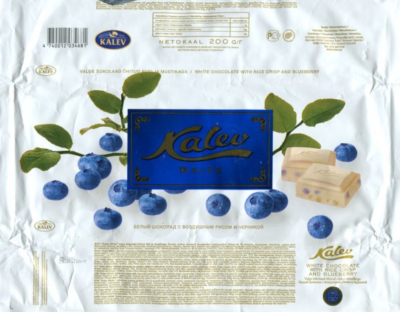 Kalev white, white chocolate with rice crisp and blueberry, 200g, 25.03.2010, AS Kalev Chocolate Factory, Lehmja, Estonia