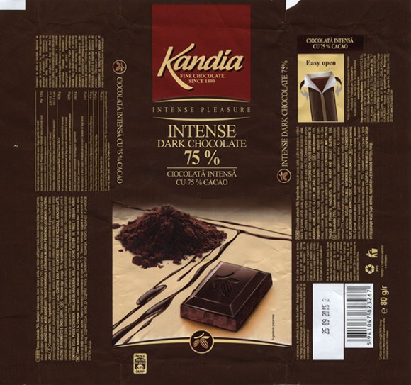Intense Pleasure, dark chocolate, 80g, 25.09.2014, Kandia Dulce S.A, Bucharest, Romania