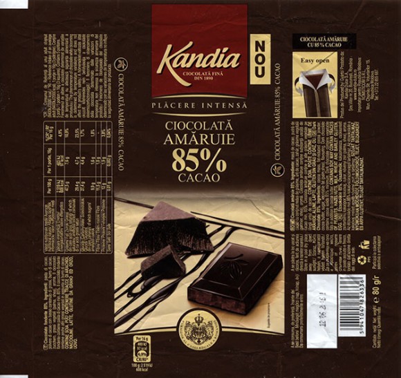 Dark chocolate, 80g, 12.06.2015, Kandia Dulce S.A, Bucharest, Romania