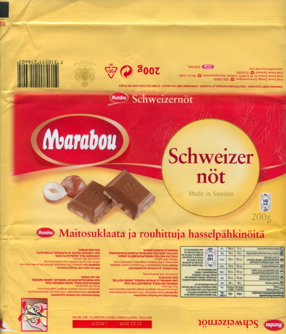 Marabou, milk chocolate with chopped hazelnuts, 200g, 01.03.2009, Kraft Foods, Sweden