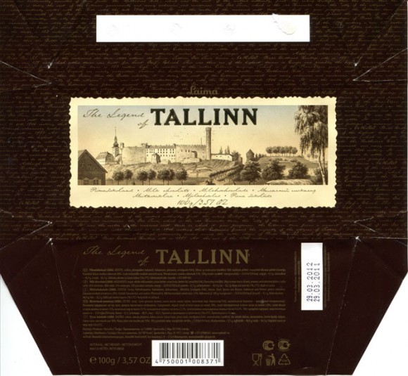 The legend of Tallinn, milk chocolate, 100g, 29.03.2011, Laima, Riga, Latvia
