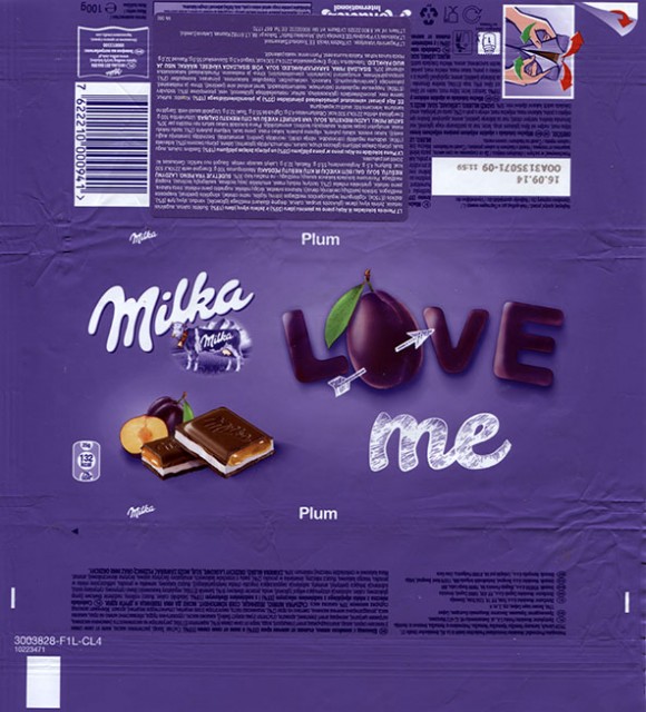 Milka, milk chocolate with plum filled, 100g, 16.09.2013, Kraft Foods Germany, Mondelez International, Lorrach, Germany
