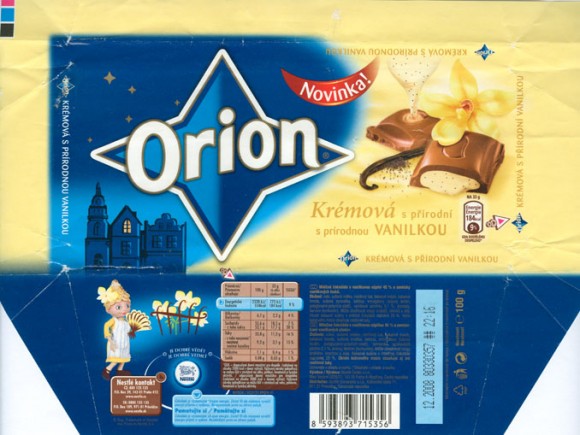 Milk chocolate filled with vanilla flavoured cream, 100g, 12.2007, Orion Nestle Cesko s.r.o, Praha, Czech Republic
