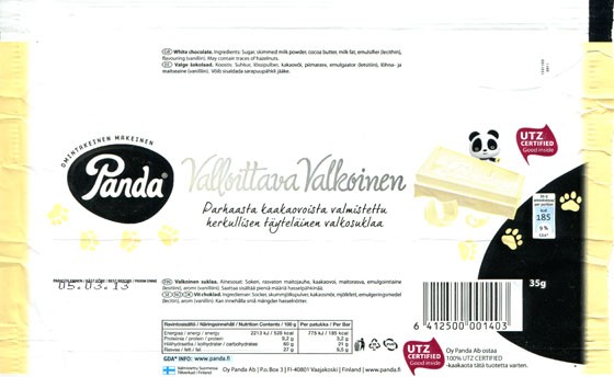 Panda, white chocolate, 35g, 05.03.2012, Panda chocolate factory, Vaajakoski, Finland
