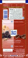 Ritter sport, Trauben cashew, milk chocolate with raisins and cashew nuts, 65g, 06.04.2011, Alfred Ritter Schokoladefabrik GmbH & Co. KG. Waldenbuch, Deutschland